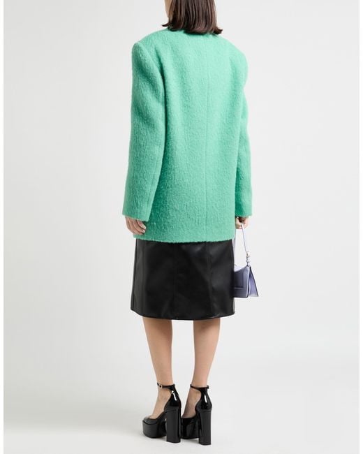 MSGM Green Coat Virgin Wool, Polyamide, Alpaca Wool