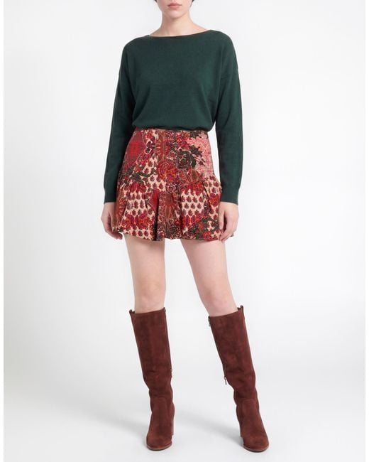 Gaelle Paris Red Mini Skirt Cotton, Elastane