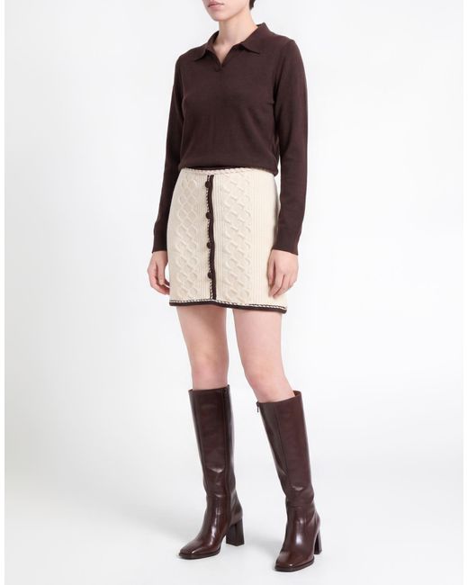 Blugirl Blumarine Natural Ivory Mini Skirt Wool, Polyamide