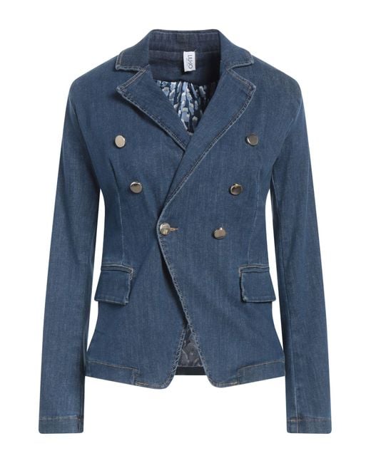 Liu Jo Blue Denim Outerwear Cotton, Polyester, Elastane