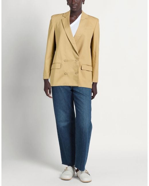 Officine Generale Natural Khaki Blazer Cotton, Elastane
