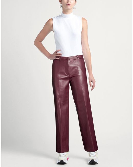 Clips Red Plum Pants Polyester