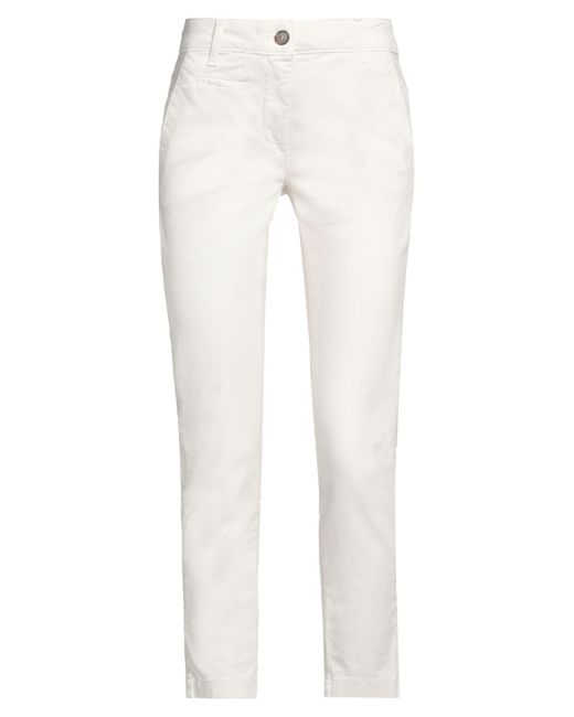 ViCOLO White Ivory Pants Cotton, Elastane