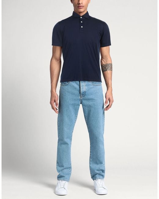 Luigi Borrelli Napoli Blue Polo Shirt Cotton, Modal for men