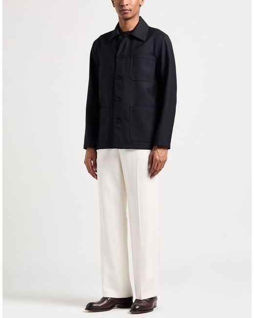 Sandro Black Jacket Polyester, Virgin Wool for men