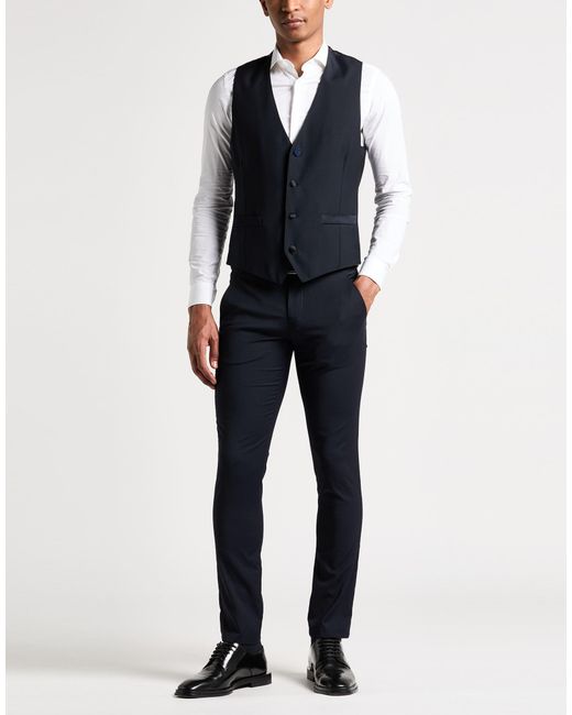 Lardini Blue Midnight Tailored Vest Wool for men