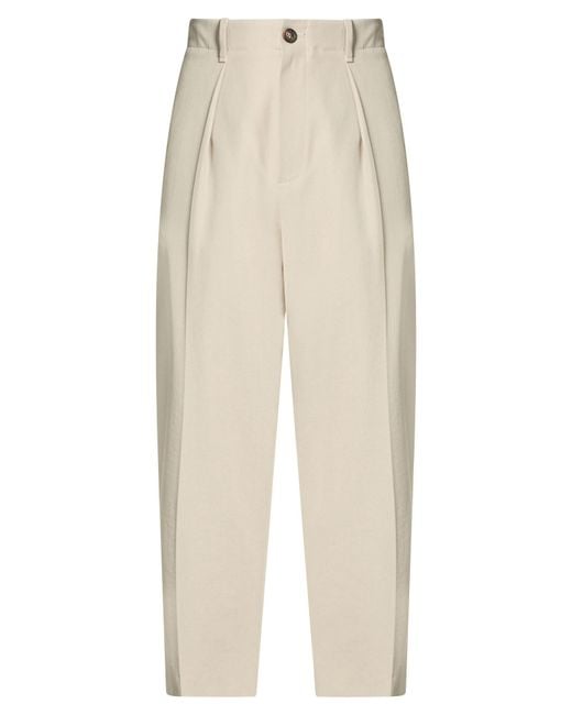 Brunello Cucinelli White Sand Pants Virgin Wool, Cotton