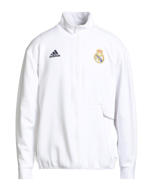 Adidas White Sweatshirt Cotton, Recycled Polyester for men