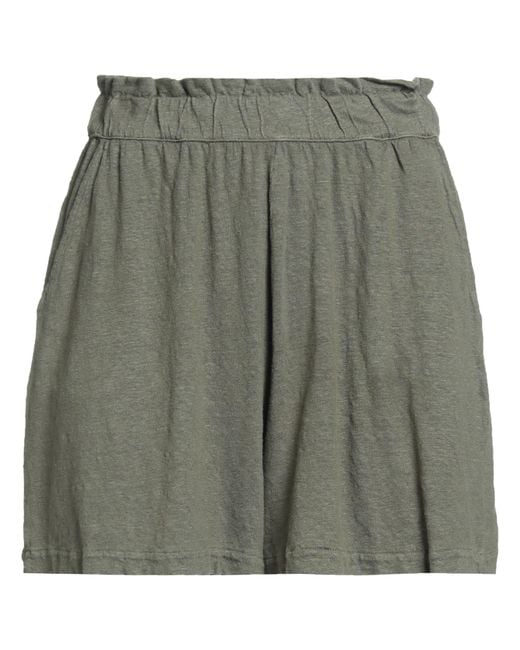 Majestic Filatures Green Military Shorts & Bermuda Shorts Linen, Elastane