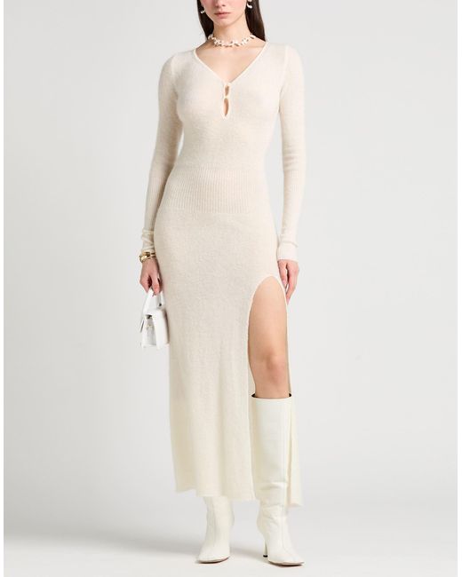 Jacquemus White Ivory Maxi Dress Polyamide, Mohair Wool, Wool