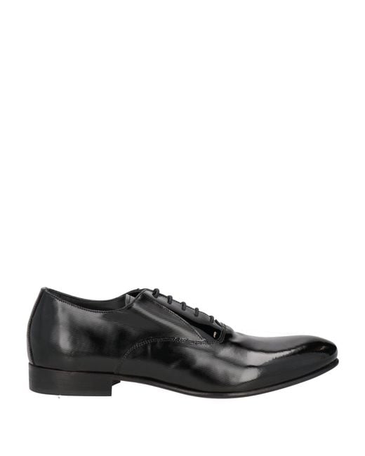 F.LLI CESETTI Black Lace-Up Shoes Leather for men