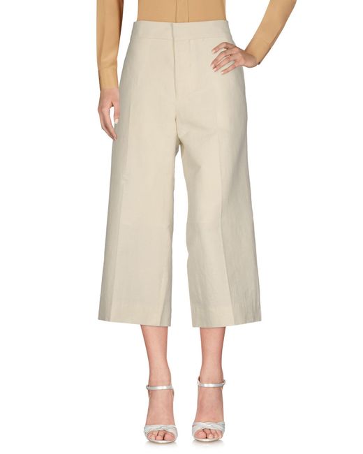 Marni Natural Ivory Pants Linen, Viscose, Elastane