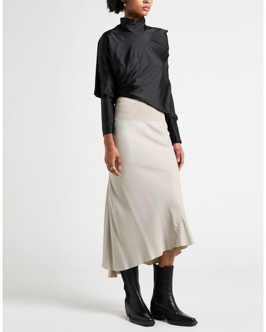Rick Owens White Taupe Midi Skirt Acetate, Viscose