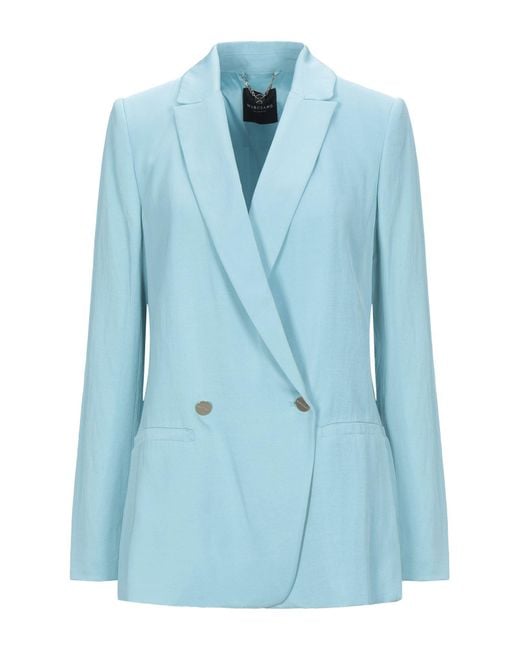 Linen Suit Jacket, Plain in Blue (Blue) -