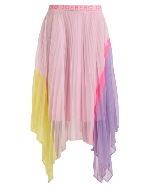 Iceberg Pink Midi Skirt Polyamide, Polyester