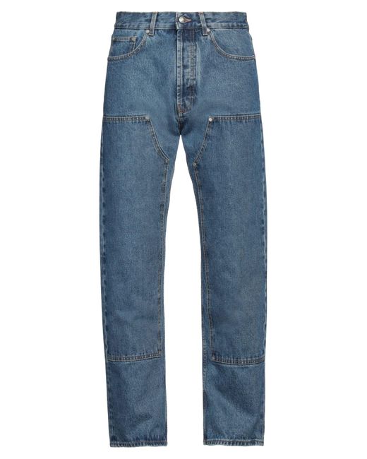Palm Angels Blue Logo-Embroidered Straight-Leg Jeans for men