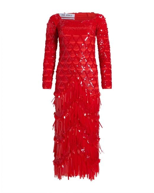 The Attico Red Midi Dress Polyamide, Elastane, Glass, Pvc