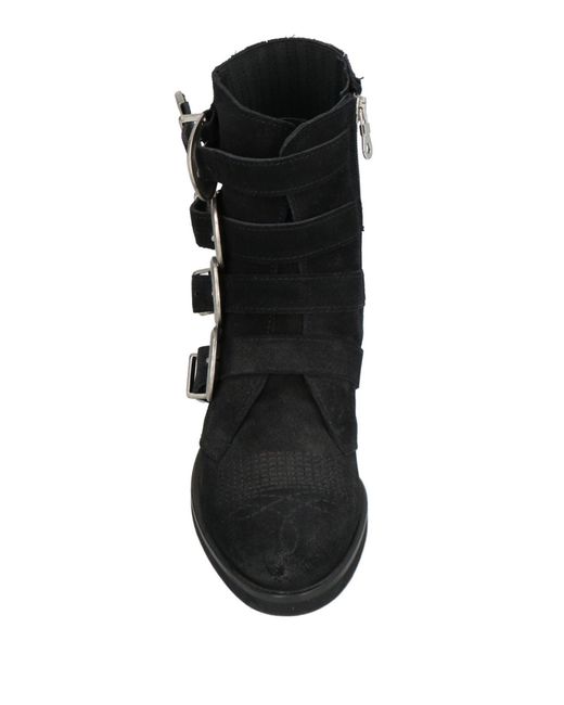 GISÉL MOIRÉ Black Ankle Boots Leather
