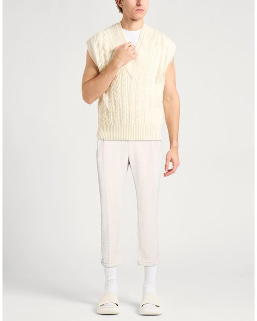 Daniele Alessandrini Natural Ivory Pants Polyester, Polyamide, Elastane for men