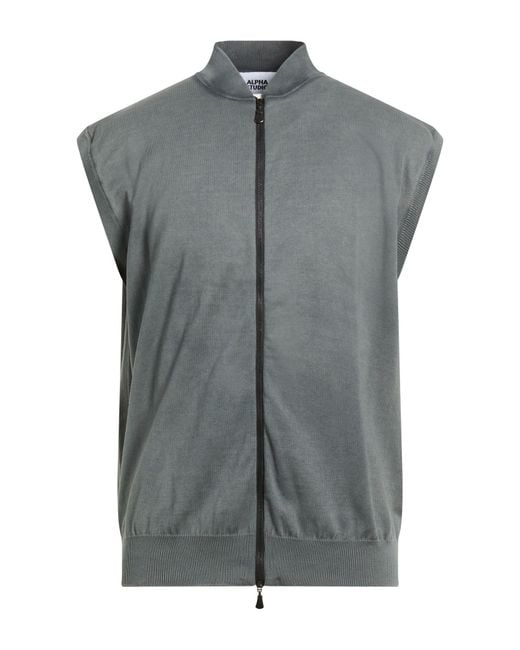 Alpha Studio Gray Cardigan Cotton for men
