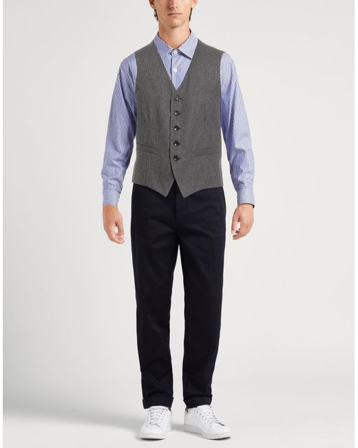Officina 36 Gray Tailored Vest Cotton, Polyester, Acrylic, Wool for men