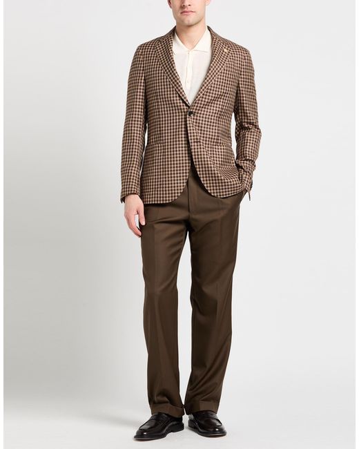 Lardini Brown Blazer Wool, Silk for men