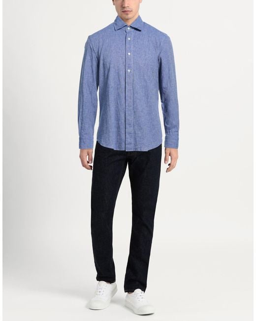 Giannetto Portofino Blue Shirt Cotton, Linen for men