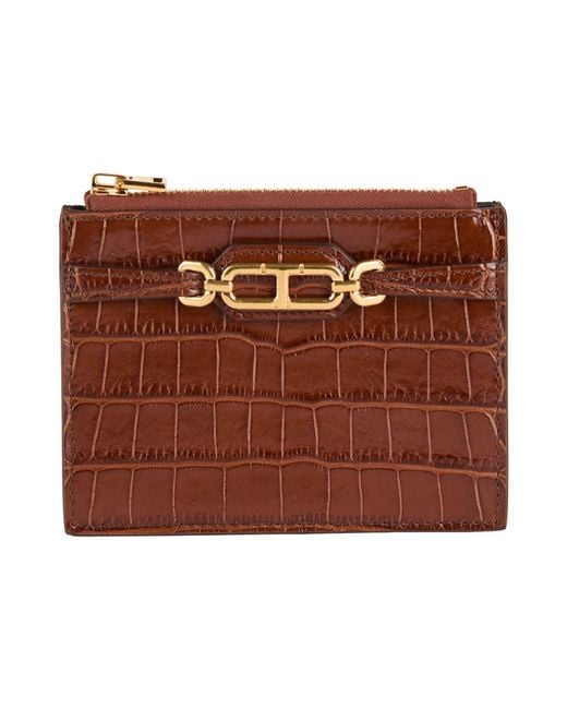 Tom Ford Brown Cardholder Calfskin, Brass
