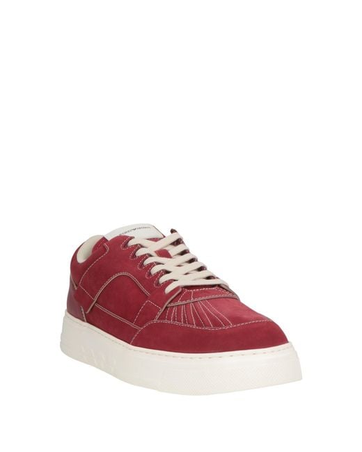 Emporio Armani Red Sneakers Cow Leather for men