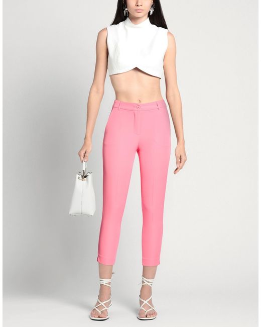 White Wise Pink Pants Polyester, Elastane
