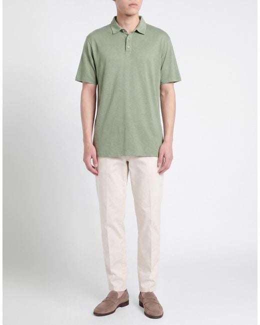 Daniele Fiesoli Green Polo Shirt Linen, Elastane for men