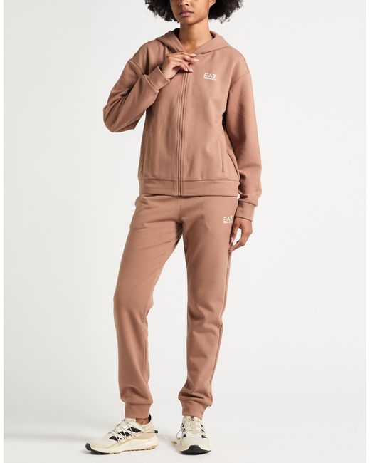 EA7 Brown Tracksuit Polyester, Cotton