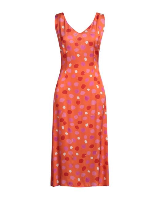 Manila Grace Red Midi Dress Viscose