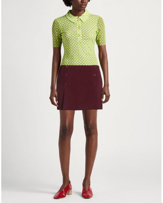 Sandro Purple Burgundy Mini Skirt Polyester, Virgin Wool