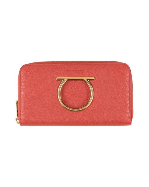 Ferragamo Red Rust Wallet Leather
