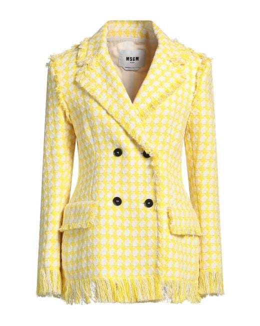 MSGM Yellow Blazer Cotton, Synthetic Fibers, Viscose, Lyocell