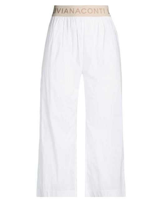 Liviana Conti White Pants Cotton, Polyamide, Elastane