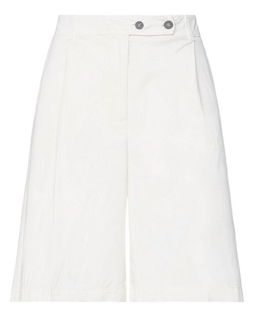 Semicouture White Ivory Shorts & Bermuda Shorts Cotton, Elastane