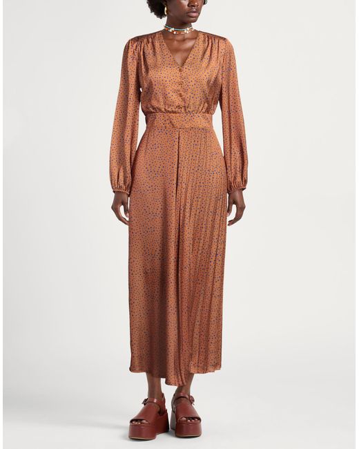 Siste's Brown Maxi Dress Polyester