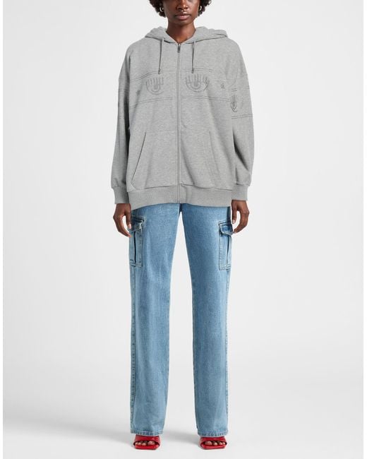 Chiara Ferragni Gray Sweatshirt Cotton, Polyester, Elastane