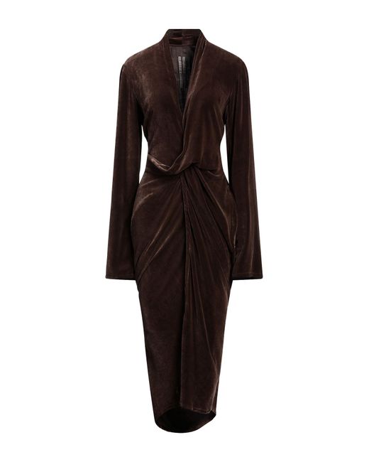 Rick Owens Black Chocolate Midi Dress Viscose, Silk