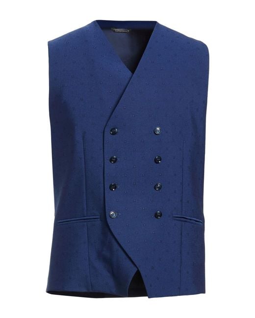 Daniele Alessandrini Blue Tailored Vest Polyester, Viscose, Elastane for men