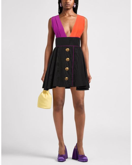 Fausto Puglisi Black Mini Dress Virgin Wool, Silk