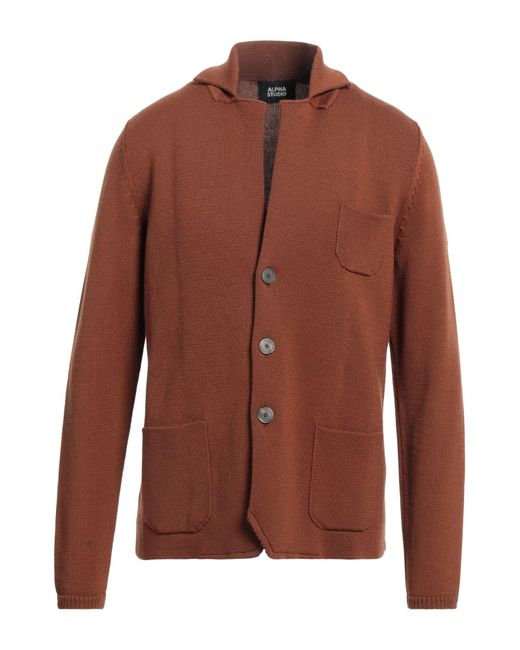 Alpha Studio Brown Cardigan for men