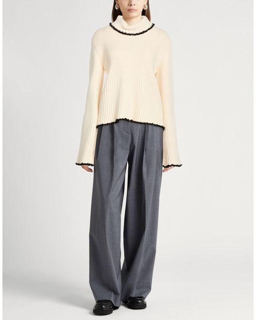 Jil Sander Natural Cream Turtleneck Virgin Wool, Viscose, Polyamide