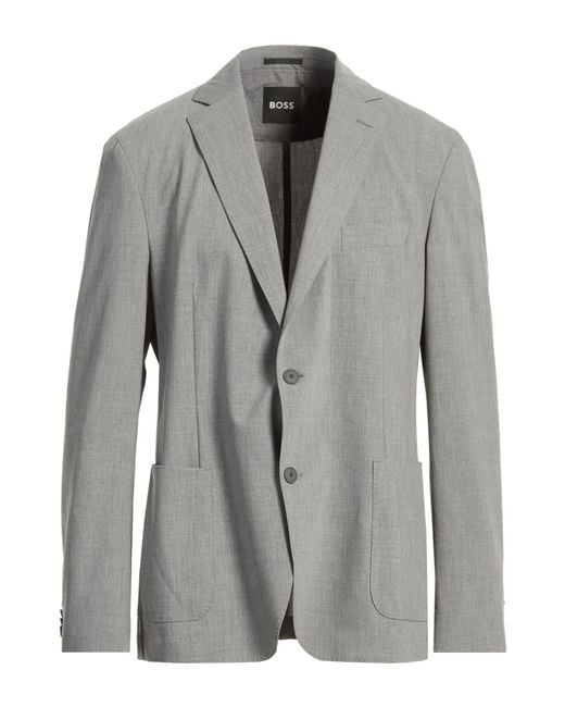 Boss Gray Blazer Polyester, Wool, Viscose, Elastane for men