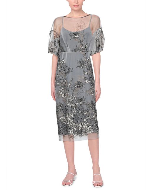 Antonio Marras Tulle 3/4 Length Dress in Light Grey (Gray) - Lyst