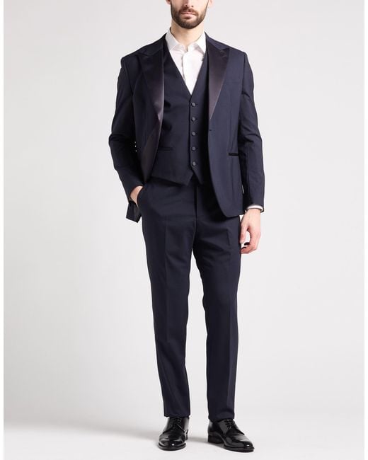 Manuel Ritz Blue Suit Wool, Elastane for men