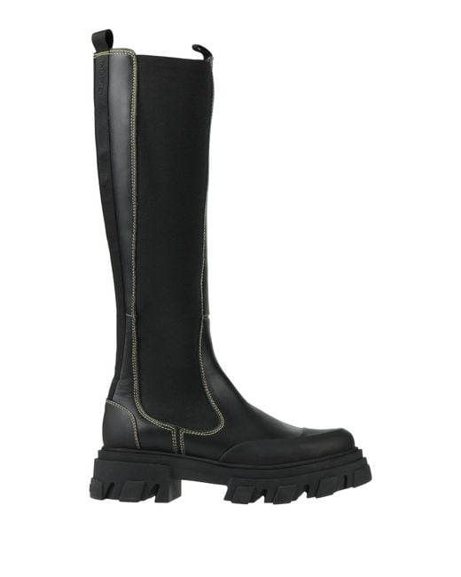 Ganni Black Boot Leather