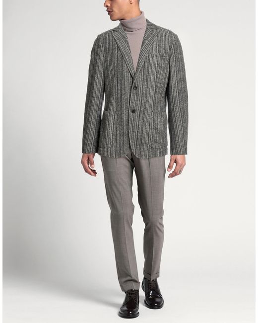 DISTRETTO 12 Gray Blazer Polyester, Wool, Polyacrylic for men